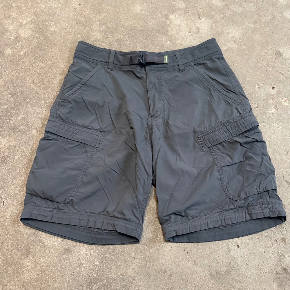 REI Co-op Cargo Shorts Mens 32 Gray Sahara Convertible Hiking Nylon Spandex